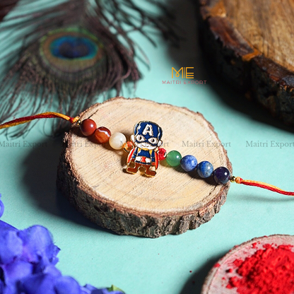 7 chakra stones with kids cartoon charms rakhi.-Maitri Export | Crystals Store