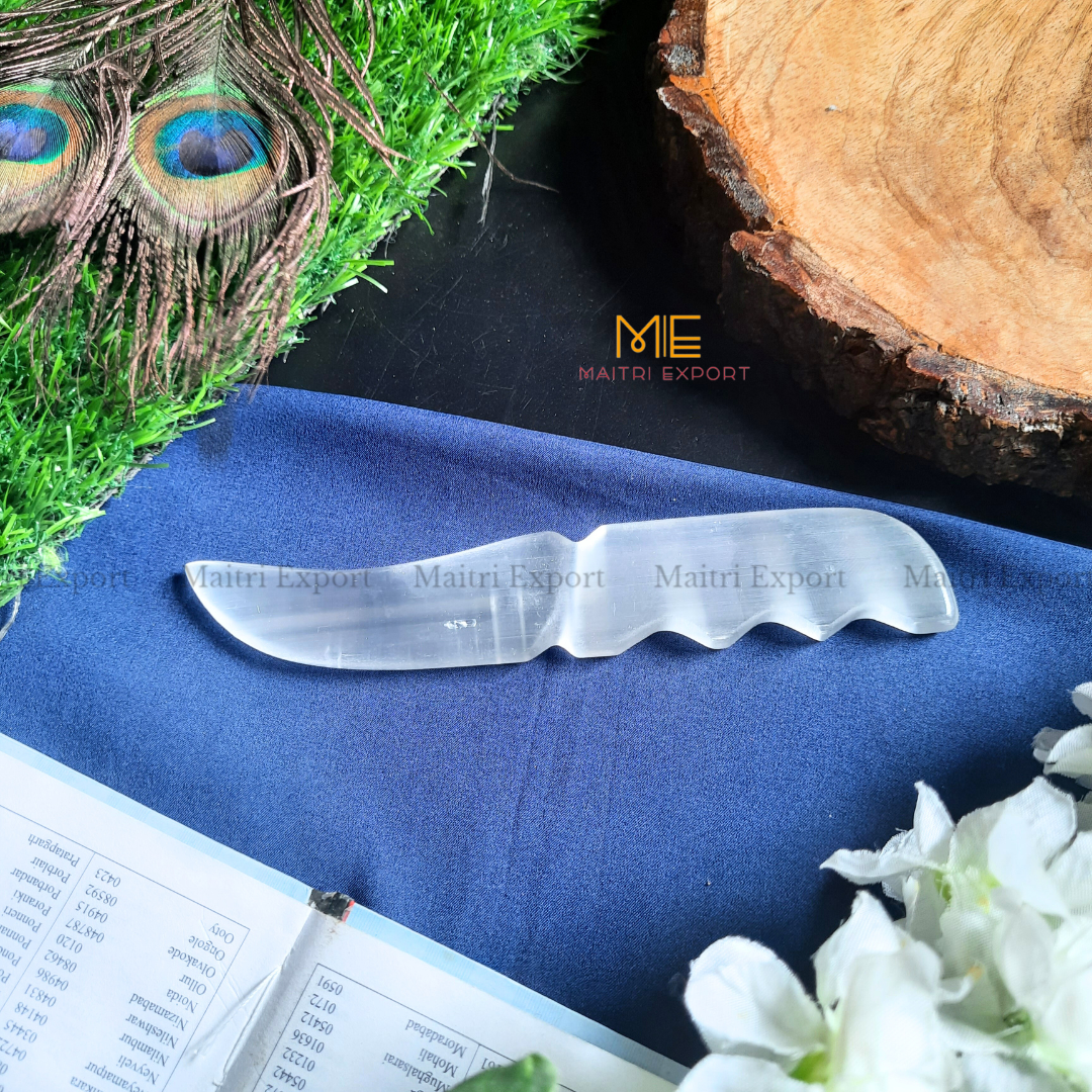 Natural crystal stone Selenite hand carved knife-Maitri Export | Crystals Store