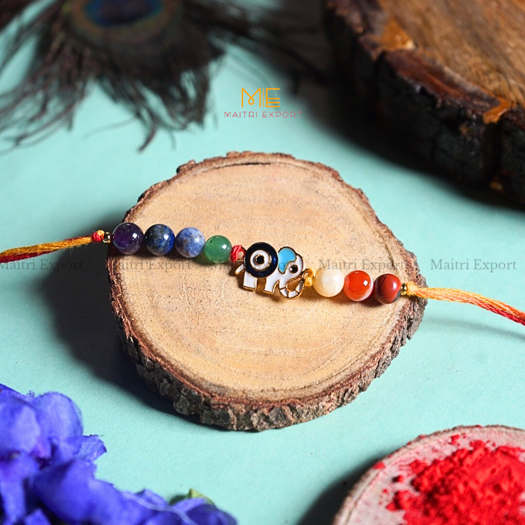 7 chakra stones with kids cartoon charms rakhi.-Maitri Export | Crystals Store