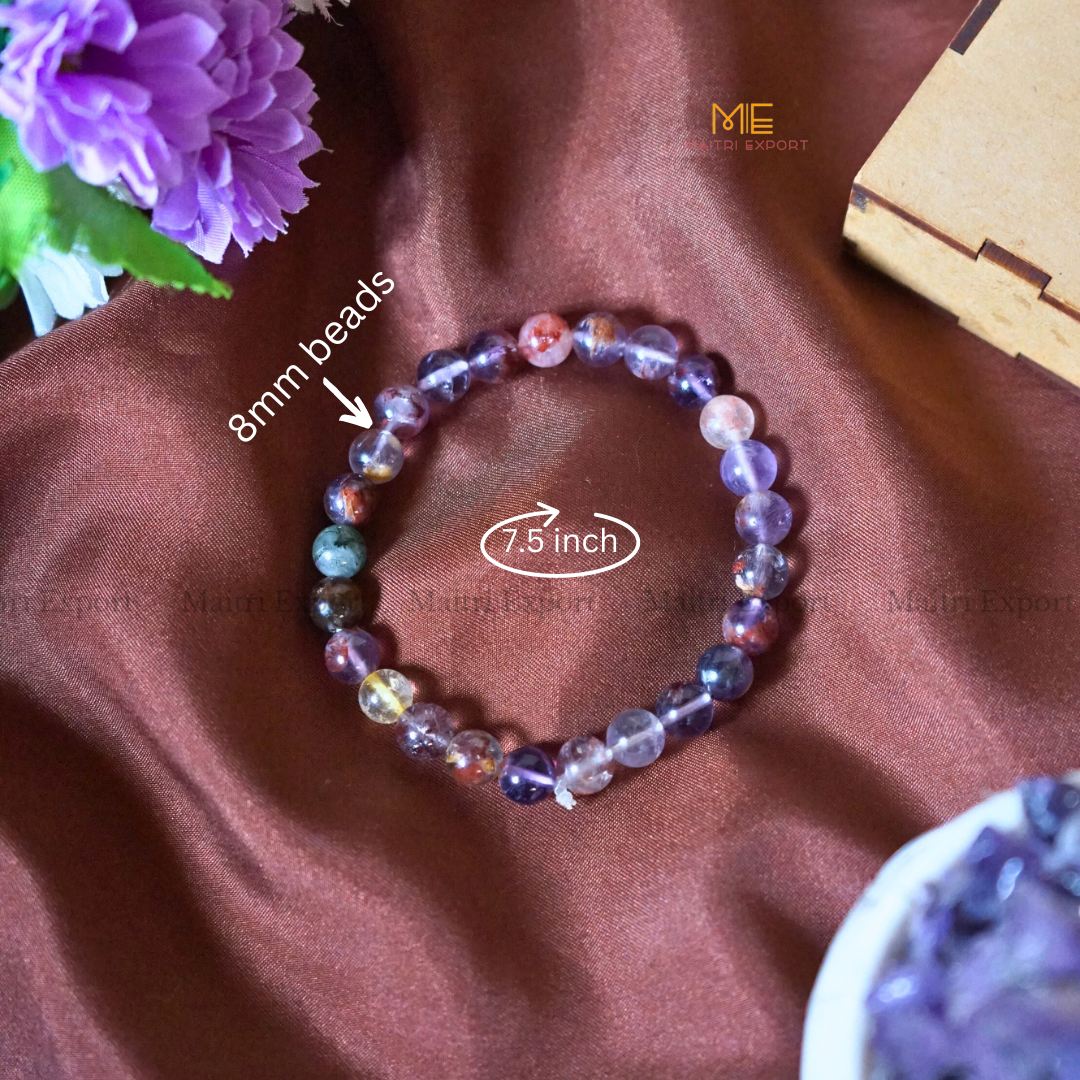 Super Seven 8mm Natural Crystal Healing Bracelet-Maitri Export | Crystals Store