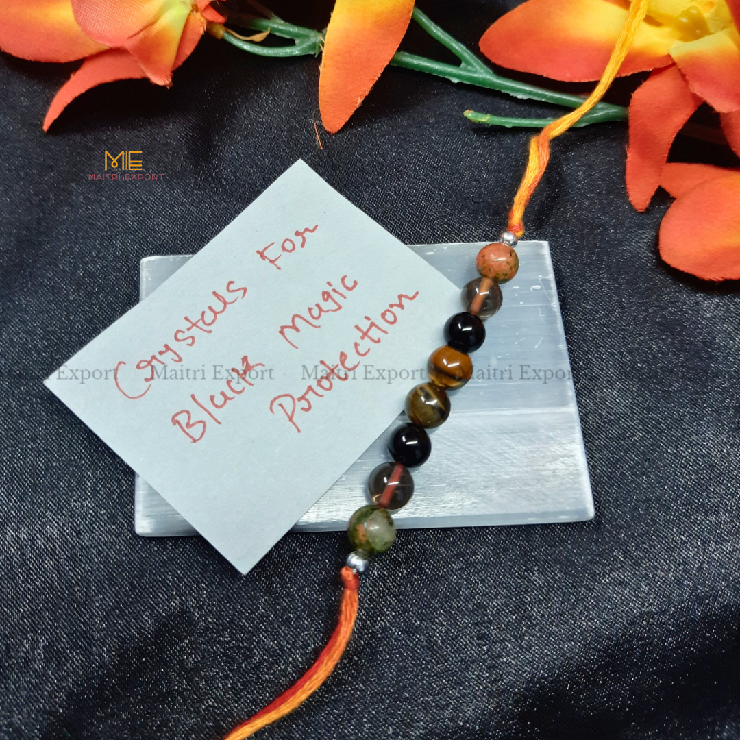 Natural crystal stone purposed rakhi-Black Magic Protection-simple-Maitri Export | Crystals Store