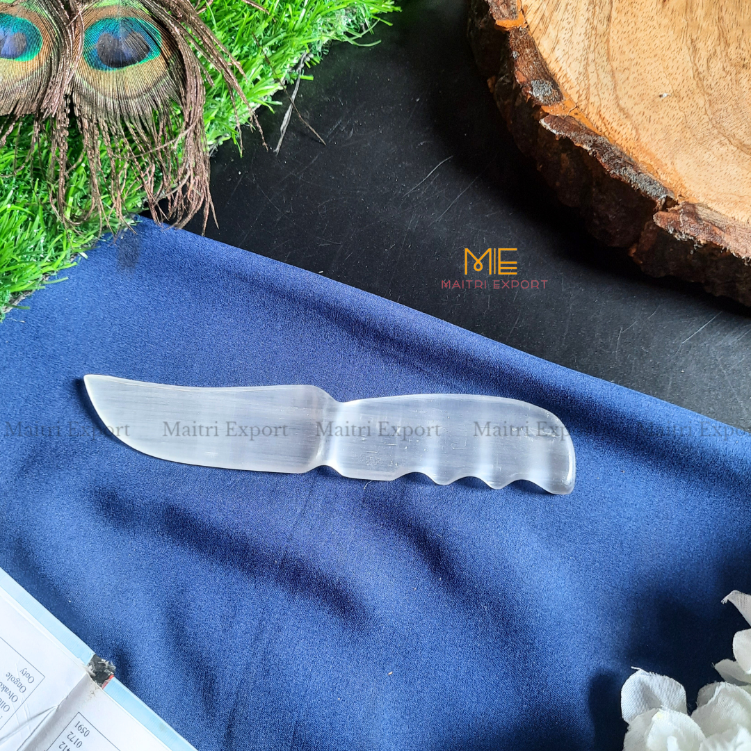 Natural crystal stone Selenite hand carved knife-Maitri Export | Crystals Store