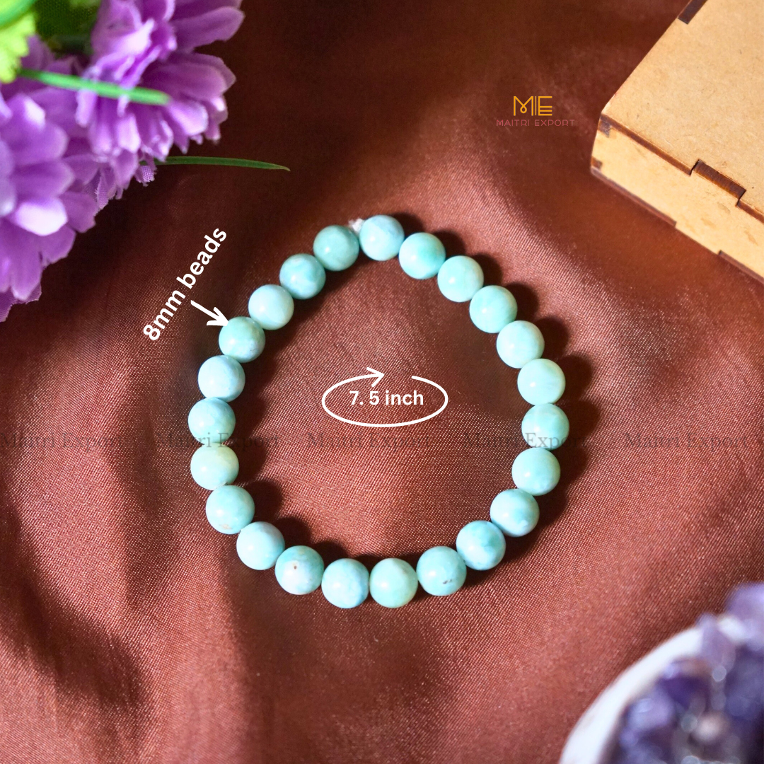 Larimar 8mm Natural Crystal Healing Bracelet-Maitri Export | Crystals Store