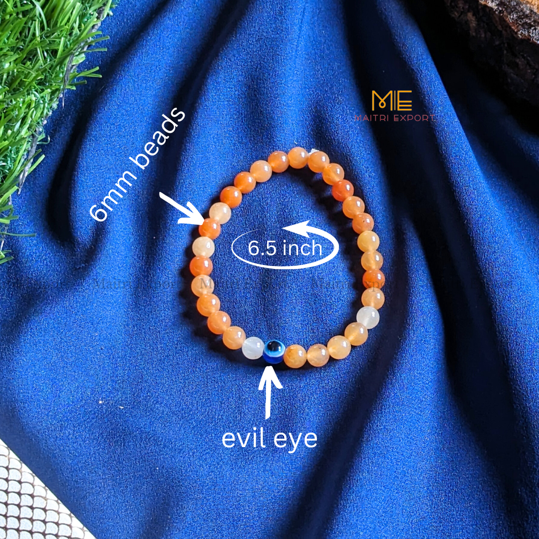 6mm crystal beaded bracelet with evil eye-Maitri Export | Crystals Store