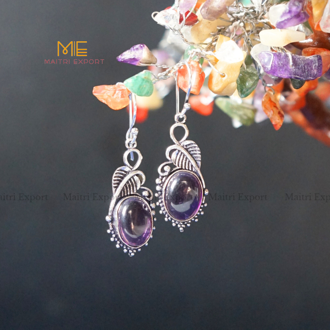 Hanging Gemstone crystal Earrings (2)-Maitri Export | Crystals Store