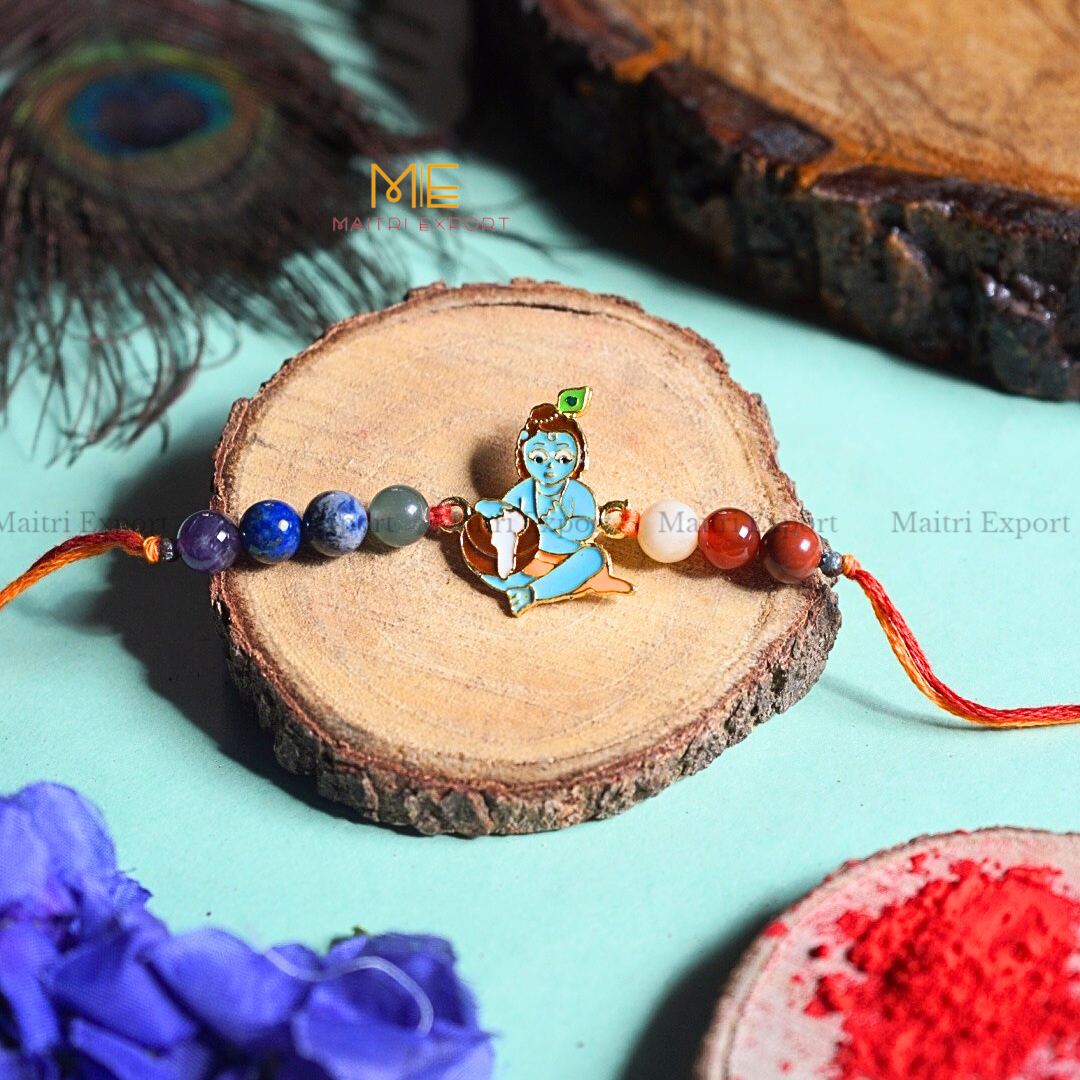 7 chakra stones with kids cartoon charms rakhi.-Maitri Export | Crystals Store