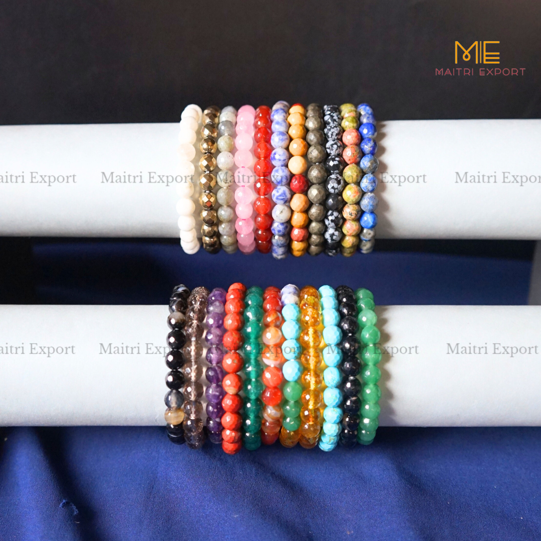 8mm faceted round beads stretchable bracelet.-Maitri Export | Crystals Store