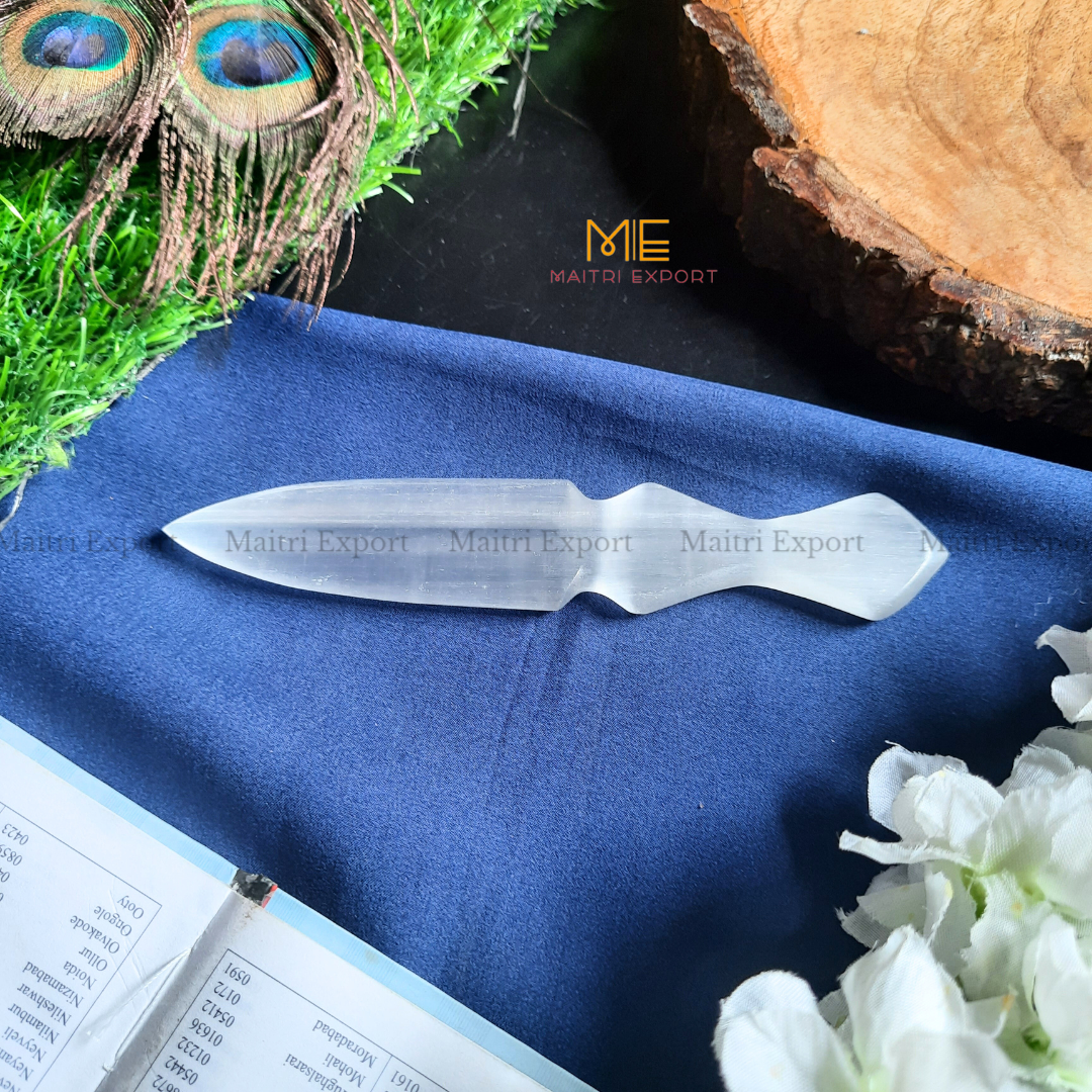 Natural crystal stone Selenite hand carved knife-Maitri Export | Crystals Store