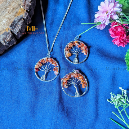 Natural crystal stones tree of life pendants made from mini crystal chips-Maitri Export | Crystals Store