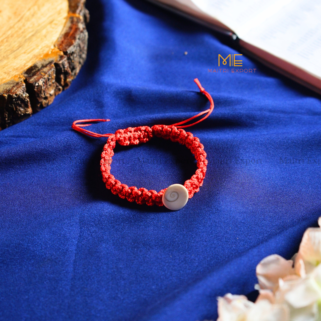 Natural gomtichakra knot beaded bracelet-Red-1-Maitri Export | Crystals Store