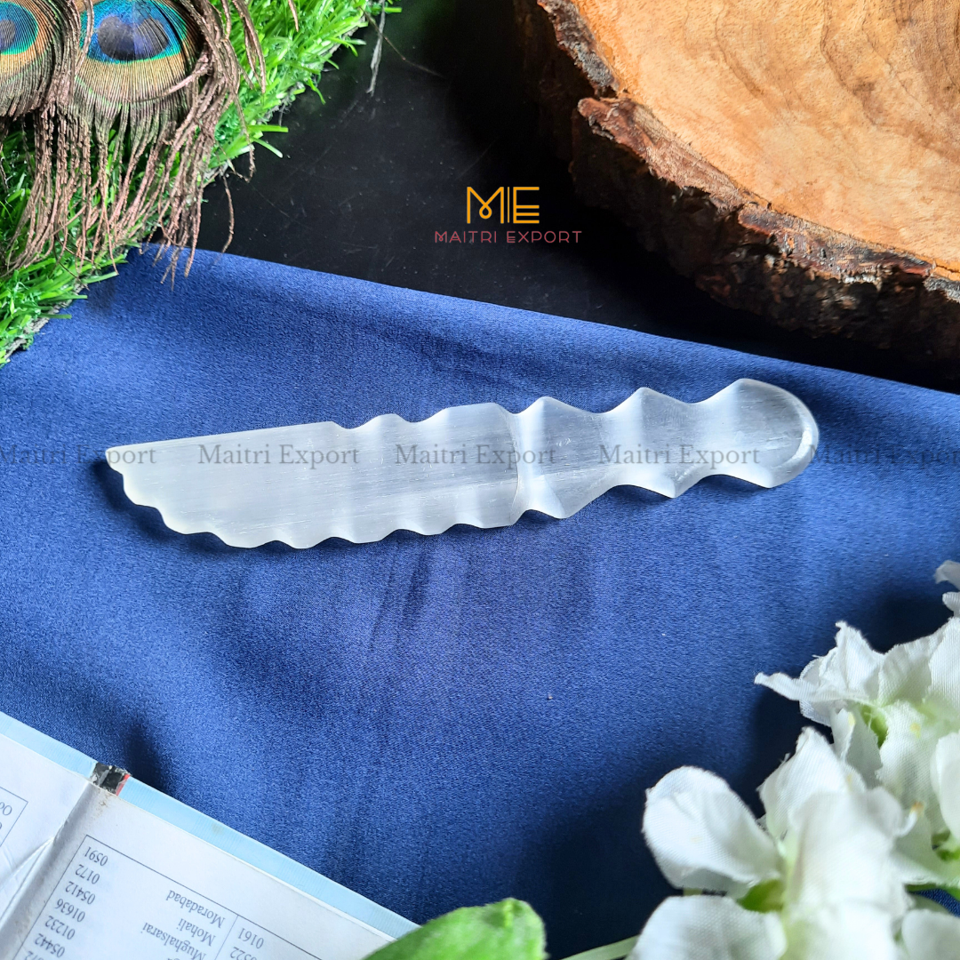 Natural crystal stone Selenite hand carved knife-Maitri Export | Crystals Store