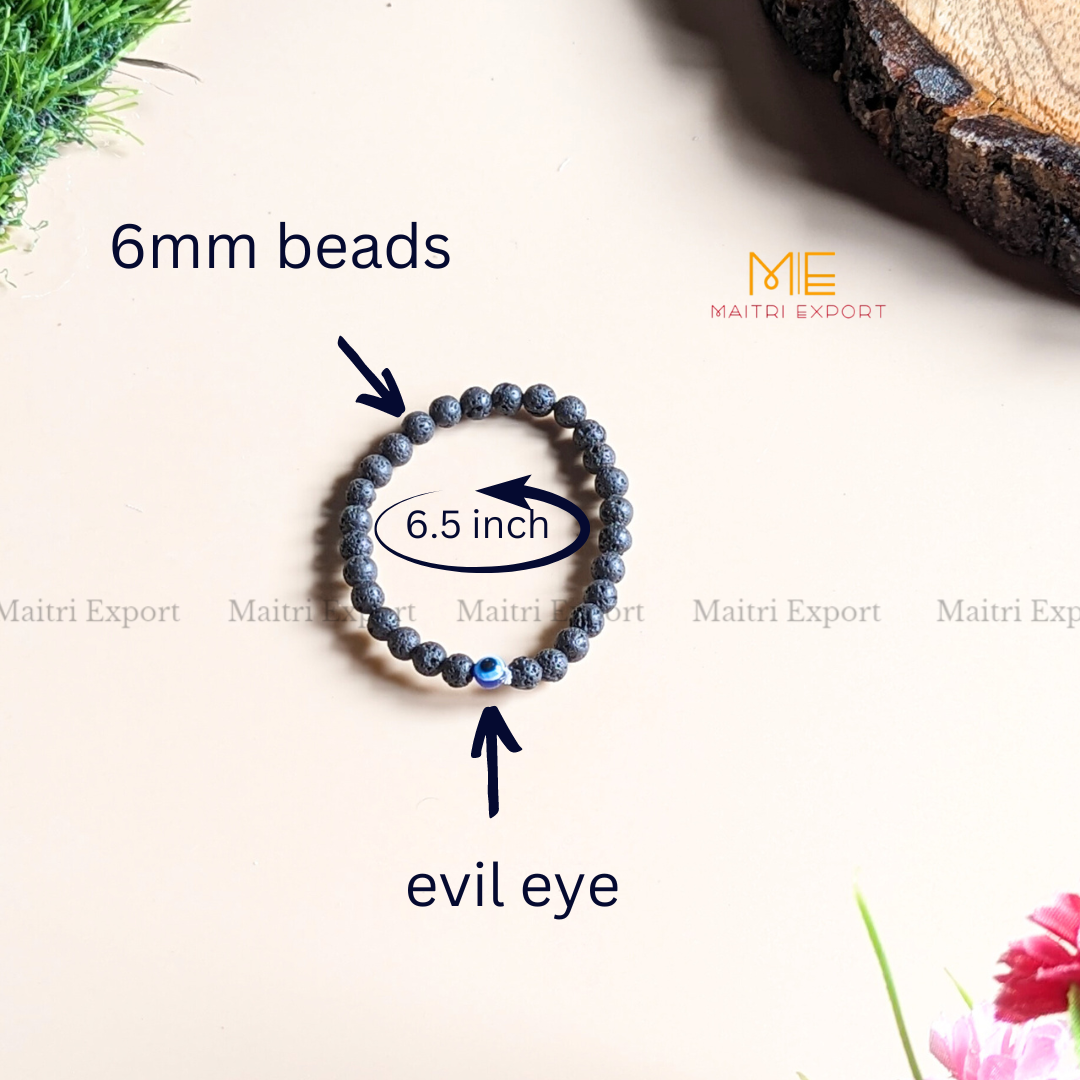 6mm crystal beaded bracelet with evil eye-Maitri Export | Crystals Store