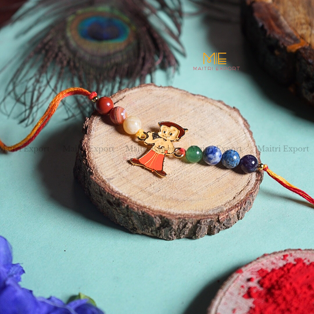 7 chakra stones with kids cartoon charms rakhi.-Maitri Export | Crystals Store