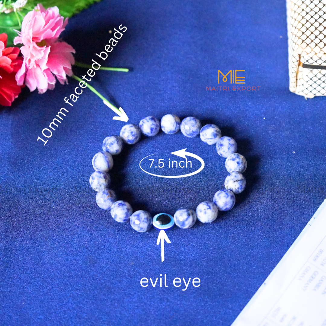 10mm crystal round beads Faceted With Evil Eye Bracelet-Maitri Export | Crystals Store