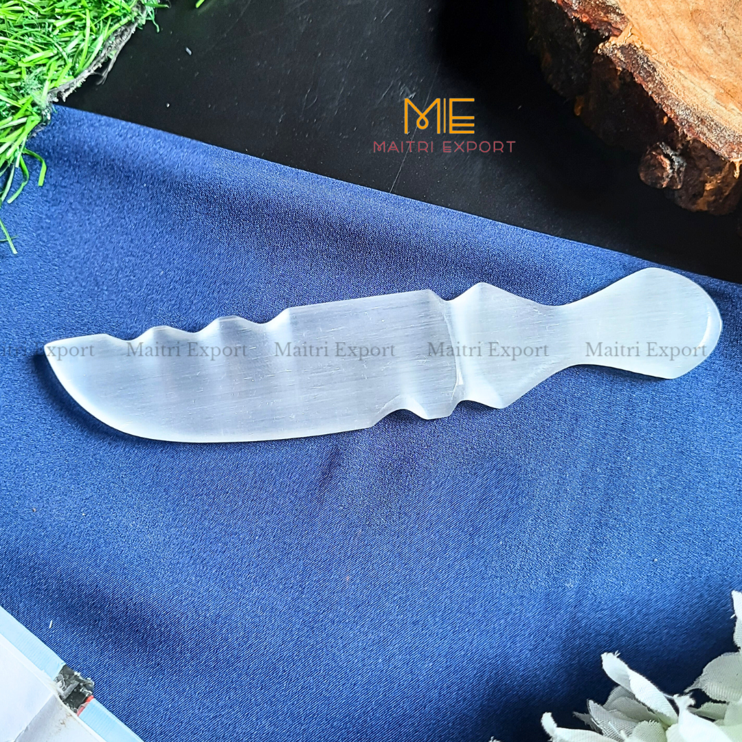 Natural crystal stone Selenite hand carved knife-Maitri Export | Crystals Store