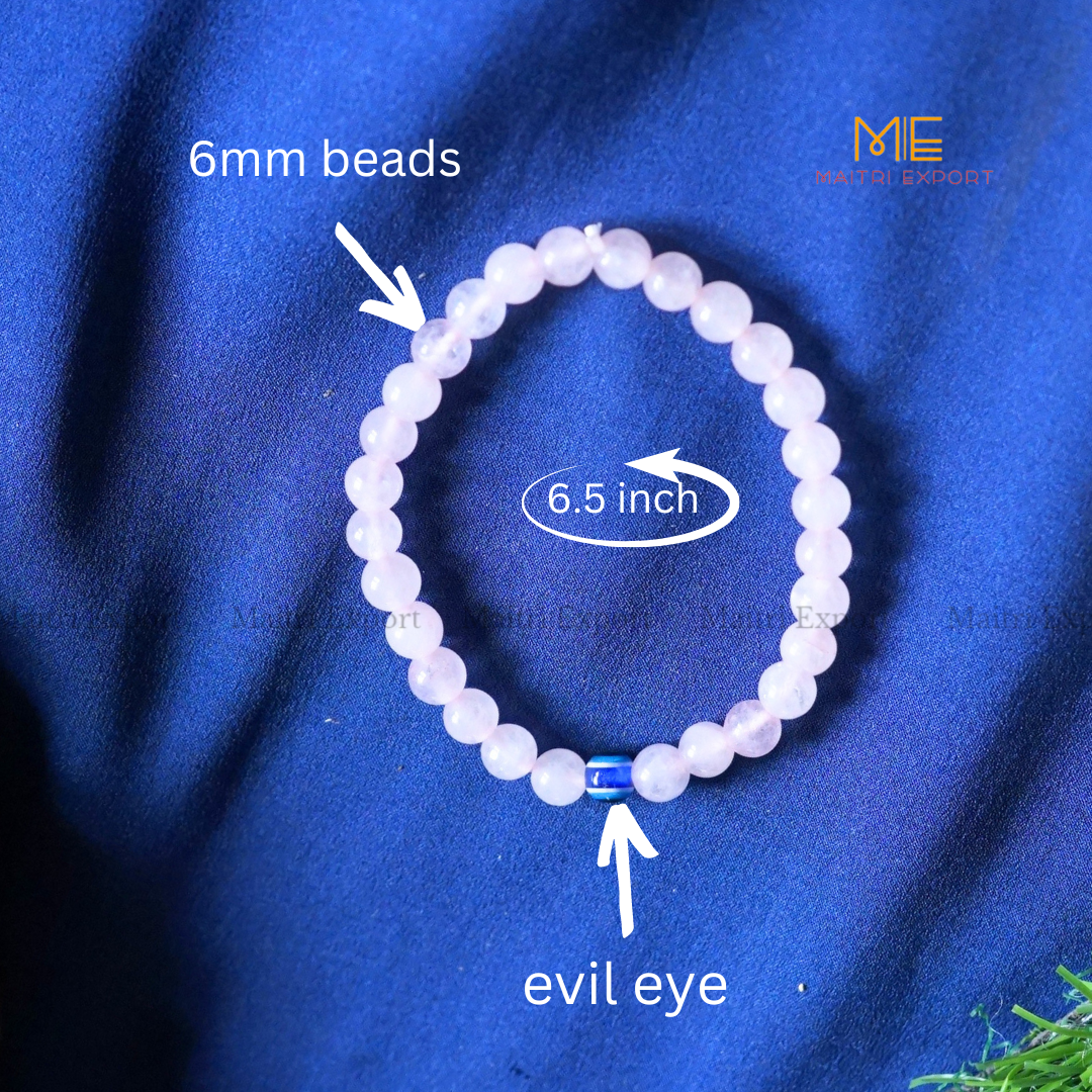 6mm crystal beaded bracelet with evil eye-Maitri Export | Crystals Store