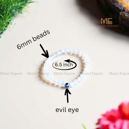 6mm crystal beaded bracelet with evil eye-Maitri Export | Crystals Store