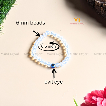 6mm crystal beaded bracelet with evil eye-Maitri Export | Crystals Store