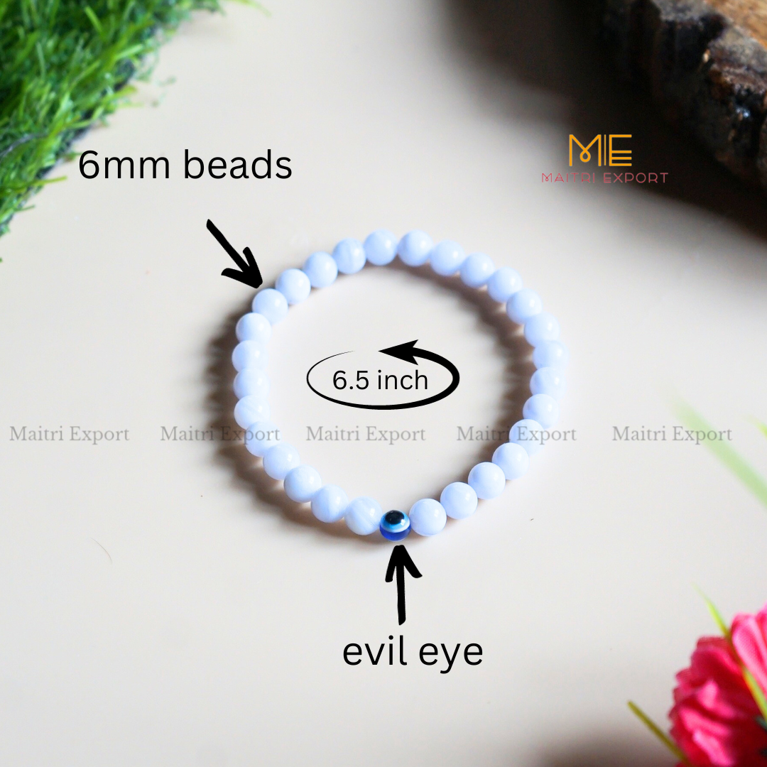 6mm crystal beaded bracelet with evil eye-Maitri Export | Crystals Store