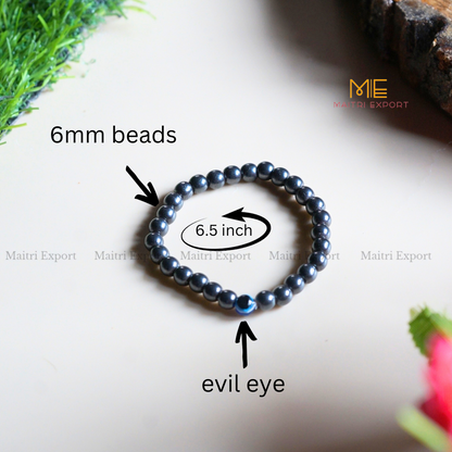 6mm crystal beaded bracelet with evil eye-Maitri Export | Crystals Store