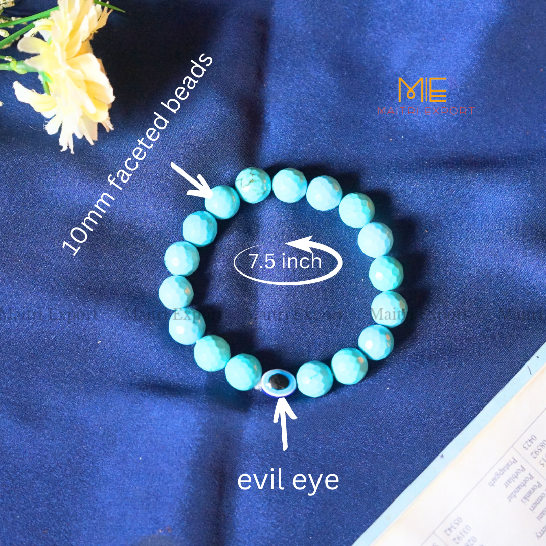 10mm crystal round beads Faceted With Evil Eye Bracelet-Maitri Export | Crystals Store