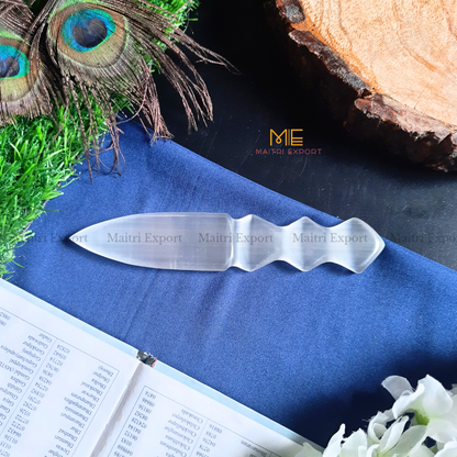 Natural crystal stone Selenite hand carved knife-Maitri Export | Crystals Store