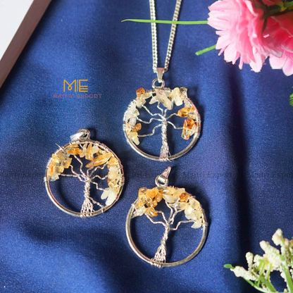 Natural crystal stones tree of life pendants made from mini crystal chips-Maitri Export | Crystals Store