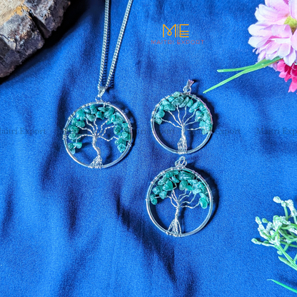 Natural crystal stones tree of life pendants made from mini crystal chips-Maitri Export | Crystals Store