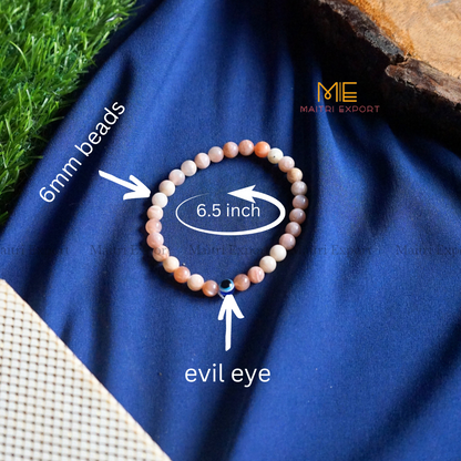 6mm crystal beaded bracelet with evil eye-Maitri Export | Crystals Store