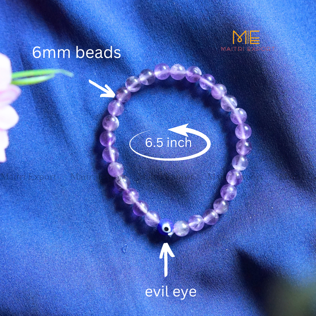 6mm crystal beaded bracelet with evil eye-Maitri Export | Crystals Store