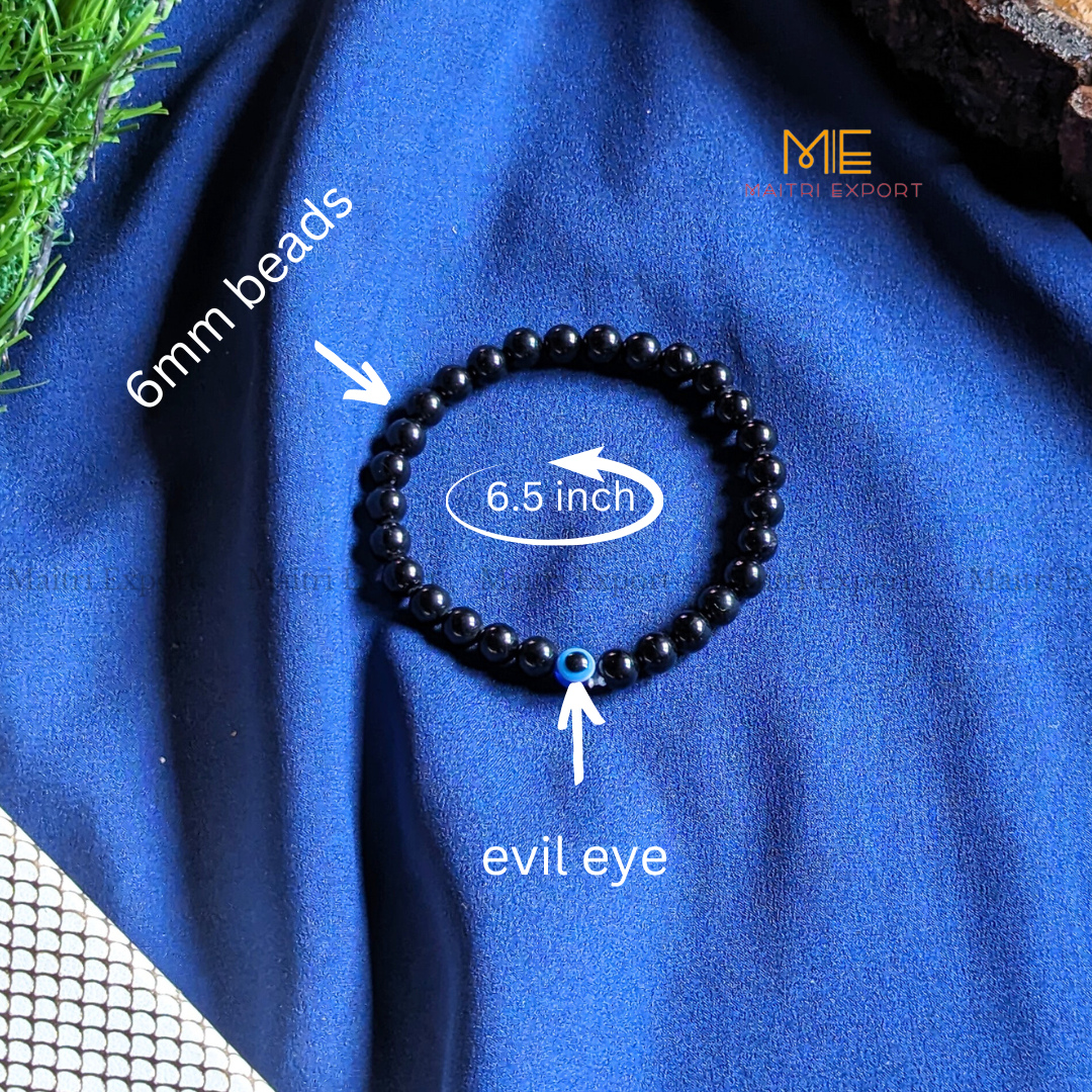 6mm crystal beaded bracelet with evil eye-Maitri Export | Crystals Store