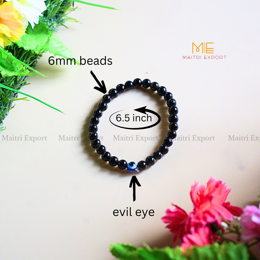 6mm crystal beaded bracelet with evil eye-Maitri Export | Crystals Store