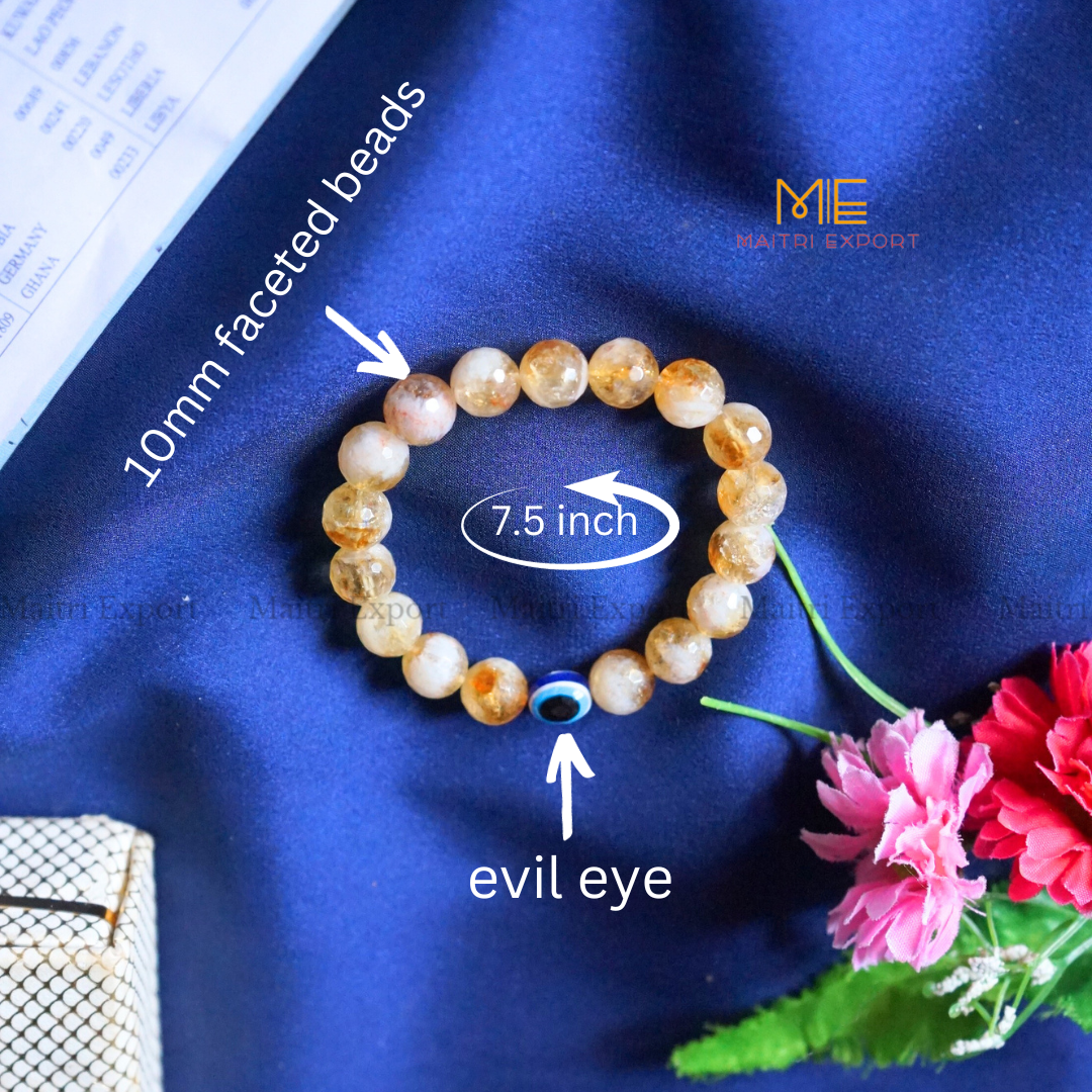 10mm crystal round beads Faceted With Evil Eye Bracelet-Maitri Export | Crystals Store