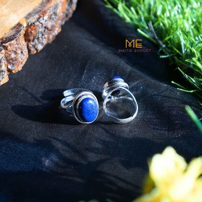 Oval shaped Adjustable Rings ( 14mm )-Lapis Lazuli-Maitri Export | Crystals Store