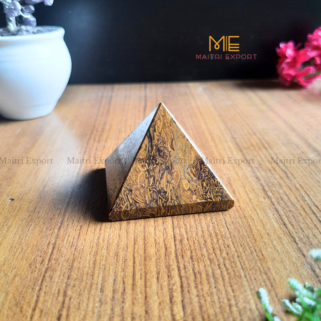 Natural Healing Crystal Pyramids ( Approx 2 inches )-Calligraphy jasper / Mariam ( 114 gms )-Maitri Export | Crystals Store