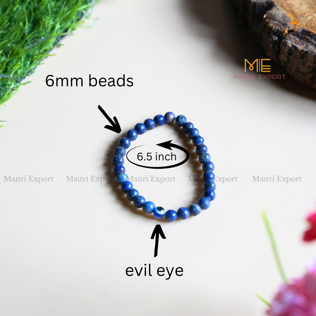 6mm crystal beaded bracelet with evil eye-Maitri Export | Crystals Store