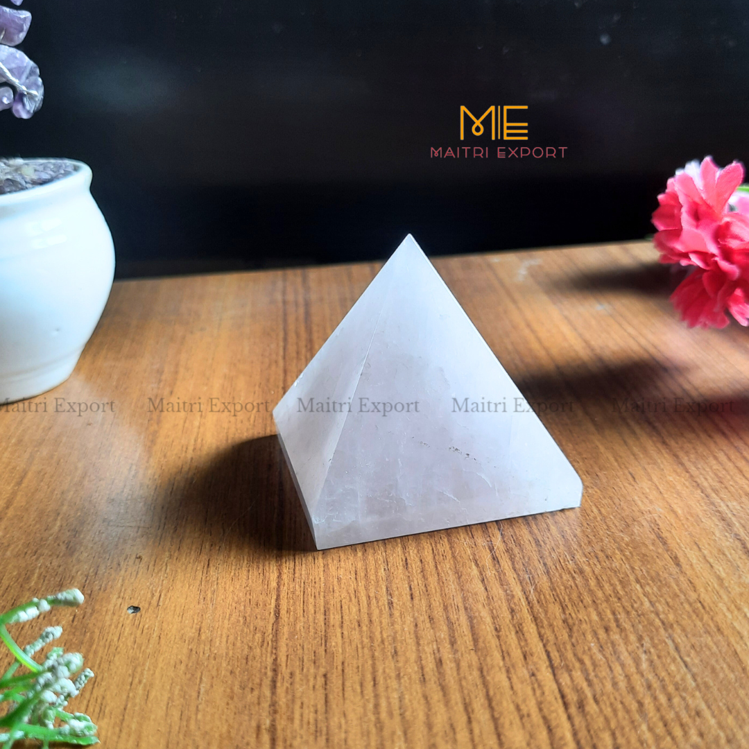 Natural Healing Crystal Pyramids ( Approx 2 inches )-Rose Quartz ( App 150-180 gms )-Maitri Export | Crystals Store