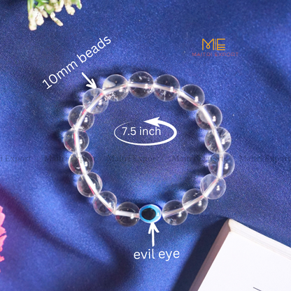 10mm Round beads Healing Crystals with Evil Eye Bracelet-Maitri Export | Crystals Store