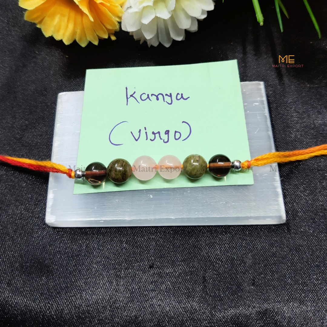 Natural crystal stone based zodiac sign rakhi-Virgo-simple-Maitri Export | Crystals Store