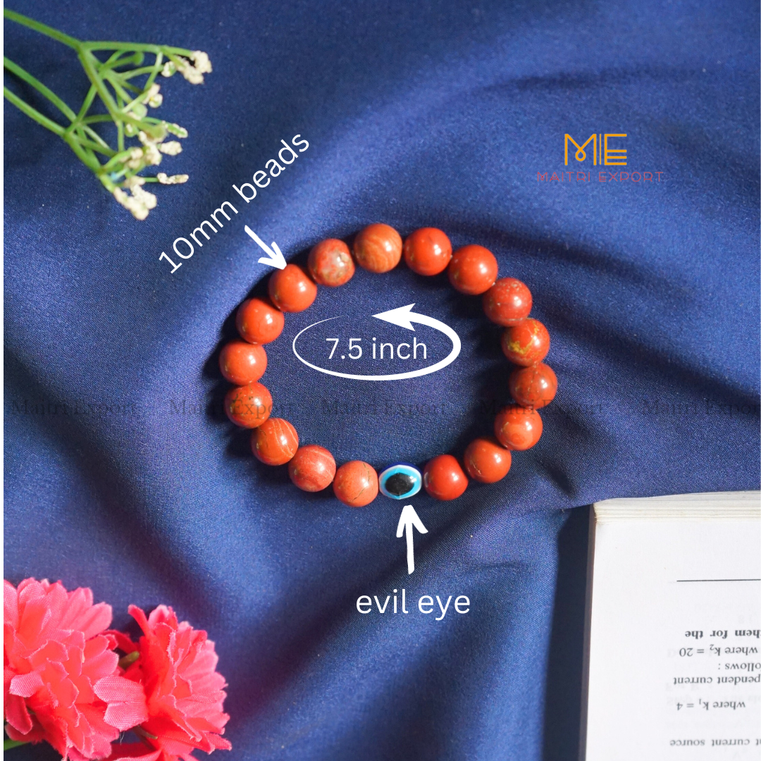 10mm Round beads Healing Crystals with Evil Eye Bracelet-Maitri Export | Crystals Store