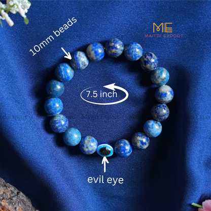 10mm Round beads Healing Crystals with Evil Eye Bracelet-Maitri Export | Crystals Store