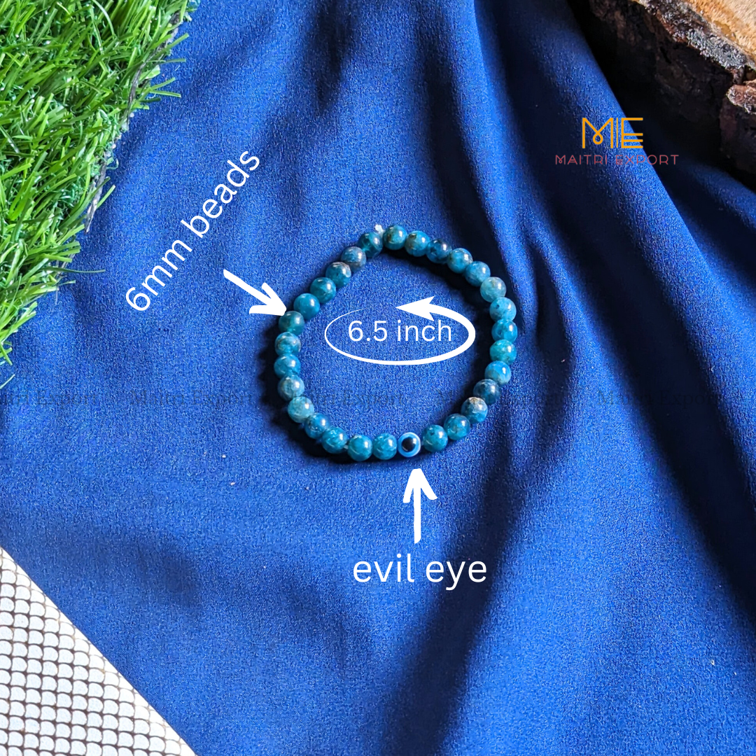 6mm crystal beaded bracelet with evil eye-Maitri Export | Crystals Store