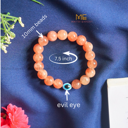 10mm Round beads Healing Crystals with Evil Eye Bracelet-Maitri Export | Crystals Store