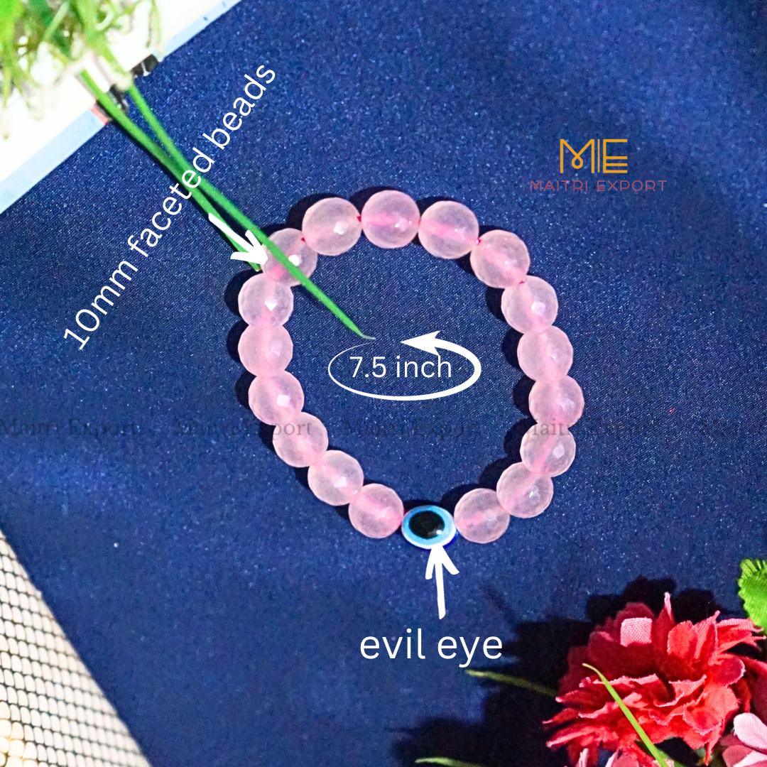 10mm crystal round beads Faceted With Evil Eye Bracelet-Maitri Export | Crystals Store