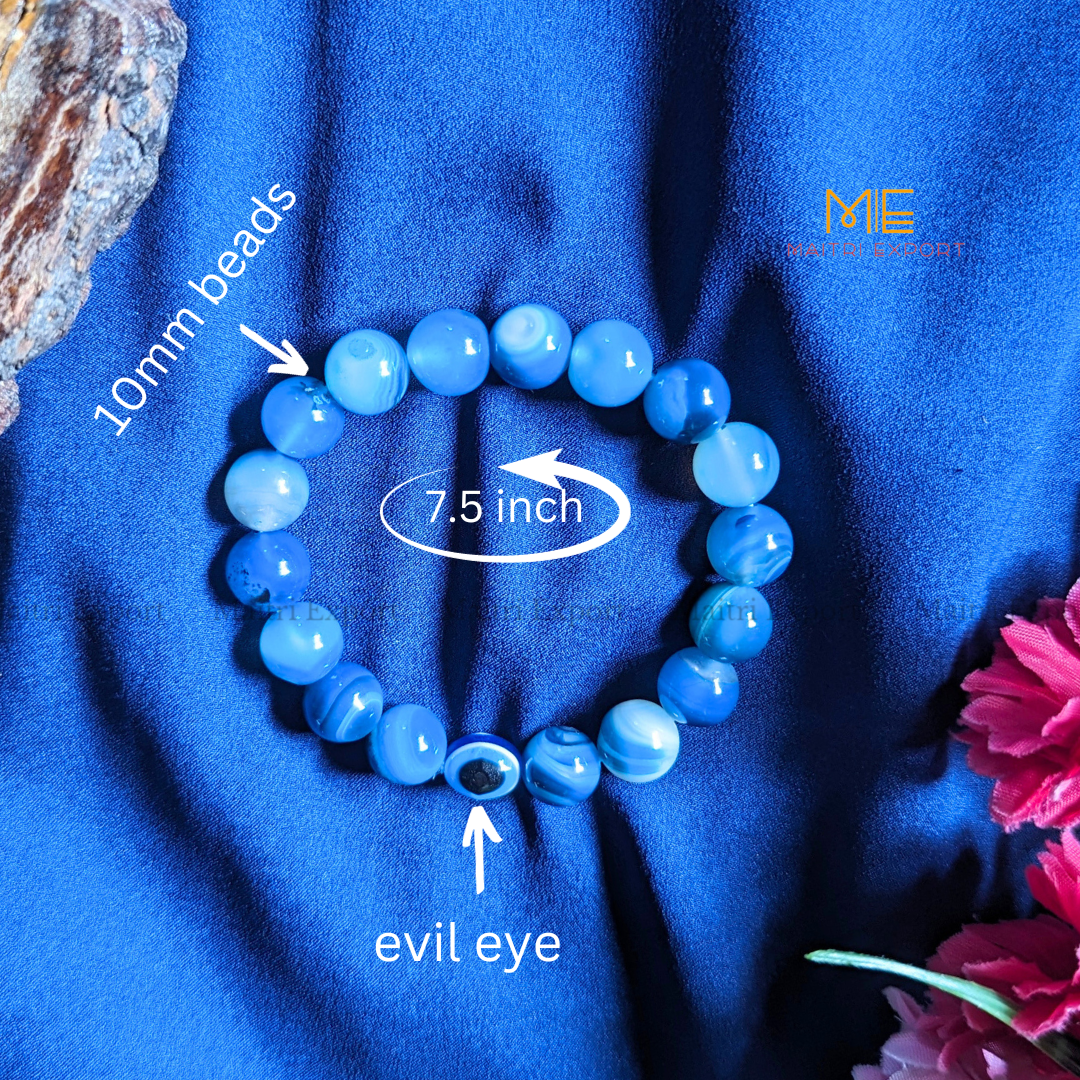 10mm Round beads Healing Crystals with Evil Eye Bracelet-Maitri Export | Crystals Store