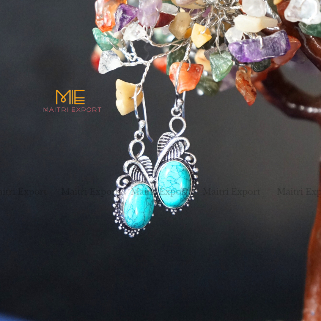 Hanging Gemstone crystal Earrings (2)-Maitri Export | Crystals Store