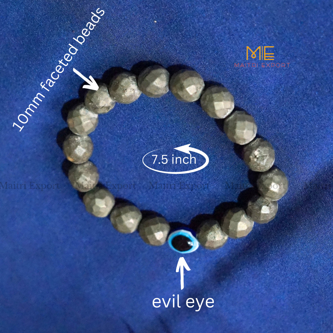 10mm crystal round beads Faceted With Evil Eye Bracelet-Maitri Export | Crystals Store