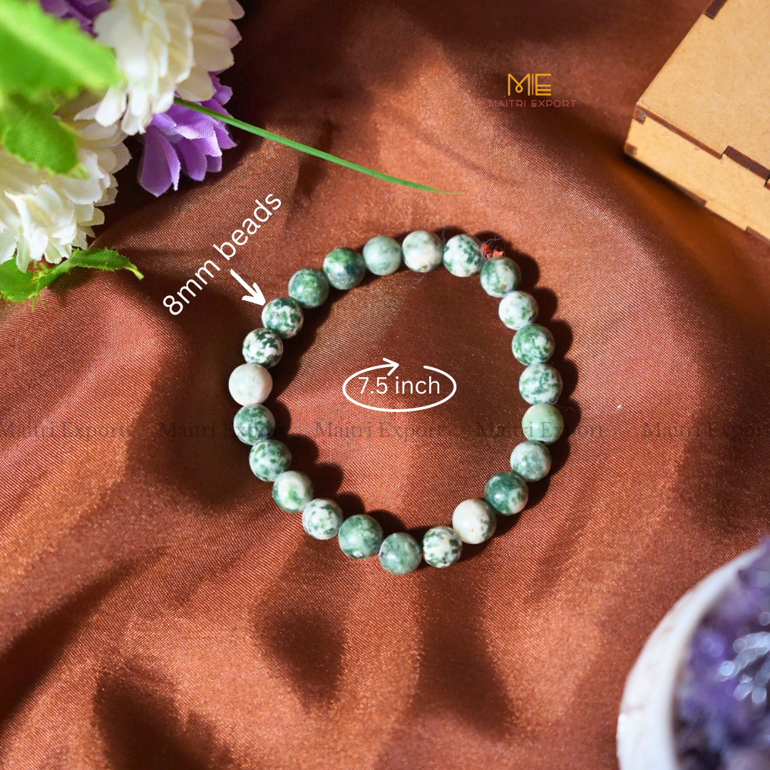 Tree Agate 8mm Natural Crystal Healing Bracelet-Maitri Export | Crystals Store