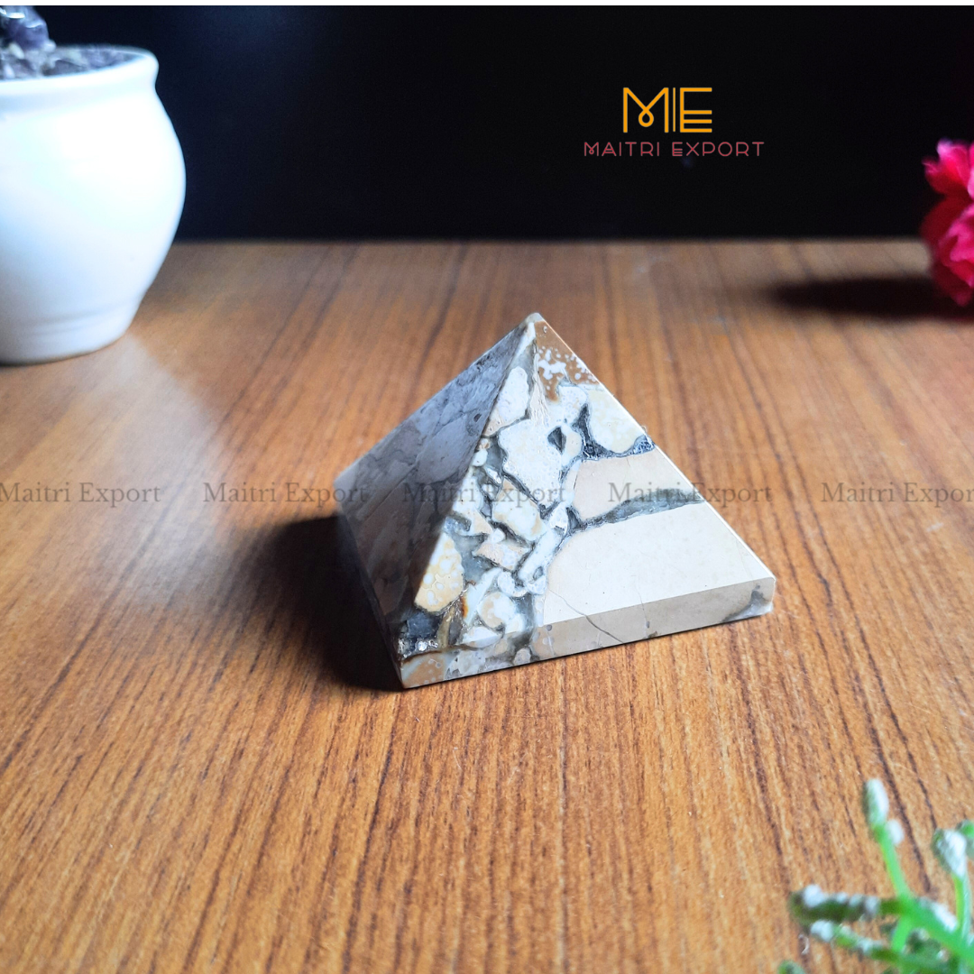 Natural Healing Crystal Pyramids ( Approx 2 inches )-Maligano jasper ( App 130-160 gms )-Maitri Export | Crystals Store