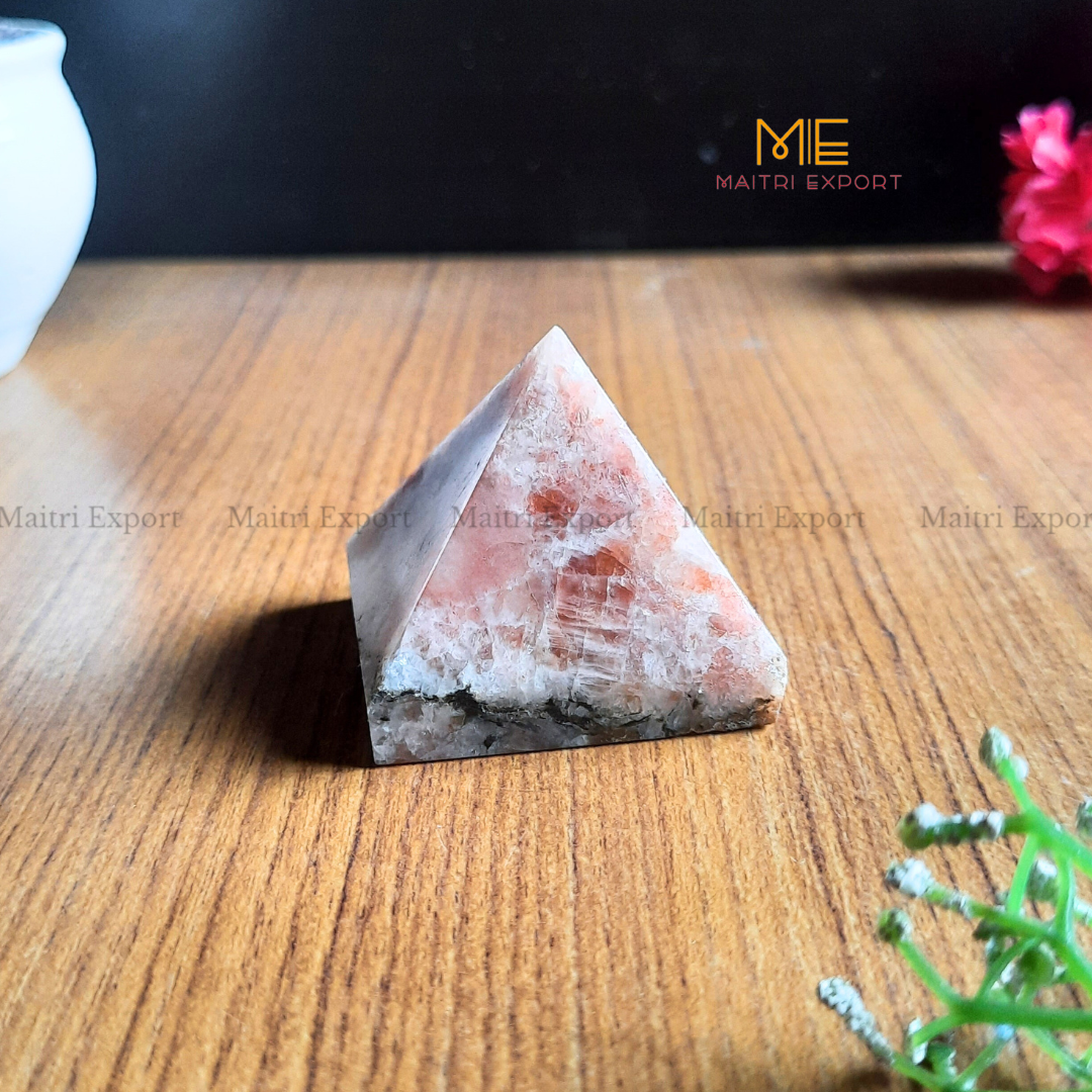 Natural Healing Crystal Pyramids ( Approx 2 inches )-Sunstone ( App 100-130 gms )-Maitri Export | Crystals Store